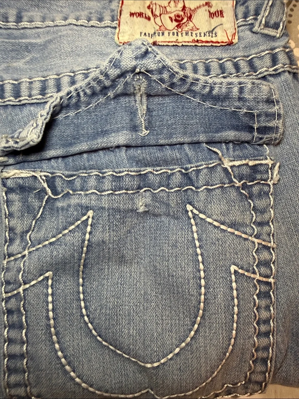 True Religion World Tour Made USA Jeans Men's 38x33 Flap Pocket Y2K